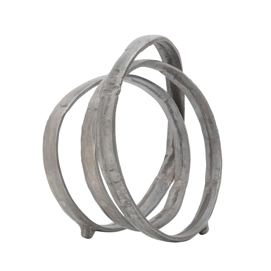 Decor Casa Muebles | 13" Metal Ring Sculpture, Gun Metal