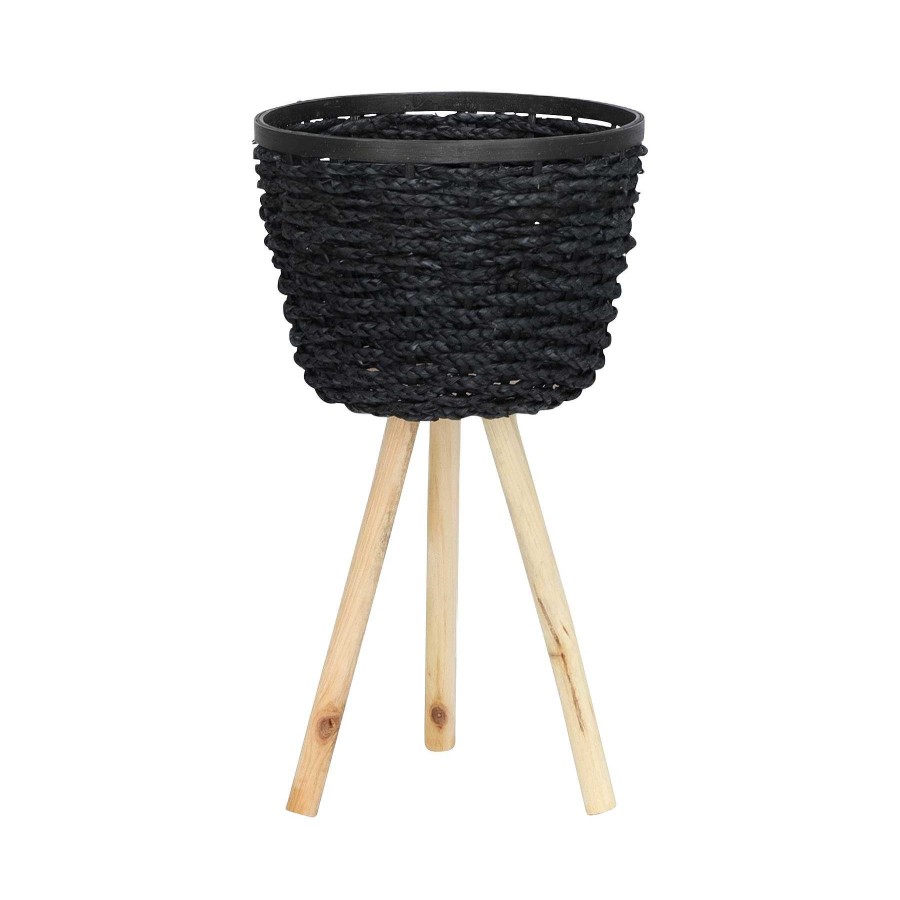 Decor Casa Muebles | Woven, Set De 2 20/23"H Planters W/ Legs, Black Kd