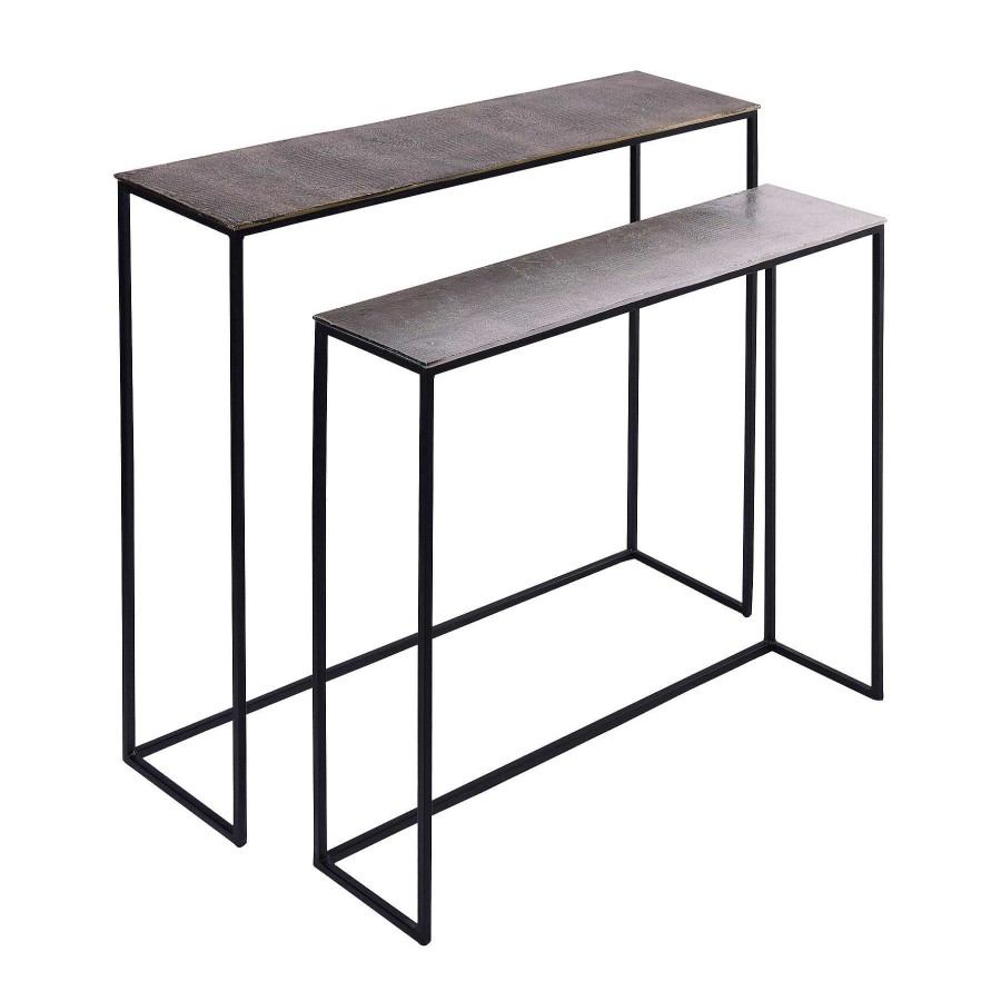 Salas Casa Muebles | Metal, Set De2 32X29 / 35X33" Nested Side Tables, Gold/