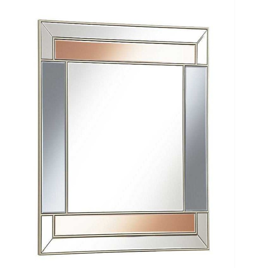 Decor Casa Muebles | Rectangular Wall Mirror Champagne And Grey