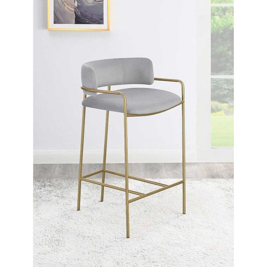 Comedor Casa Muebles | Comstock Upholstered Low Back Stool Grey And Gold