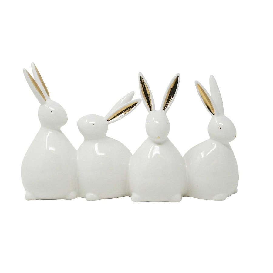 Decor Casa Muebles | White/Gold Dolomite Bunnies