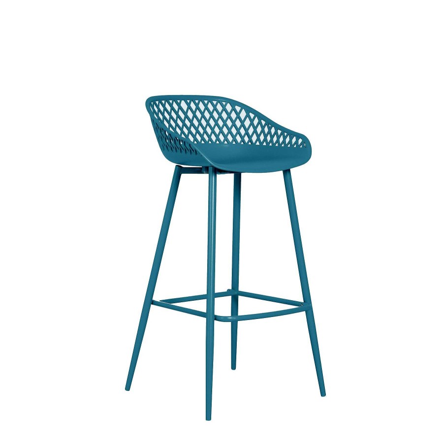 Comedor Casa Muebles | Elisa Plastic & Metal Barstool Blue