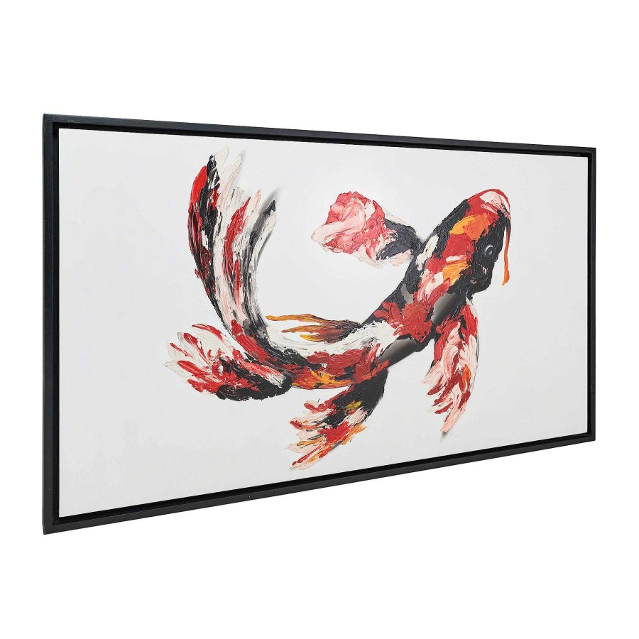 Decor Casa Muebles | 59X35, Hand Painted Koi Fish, Red/Blk