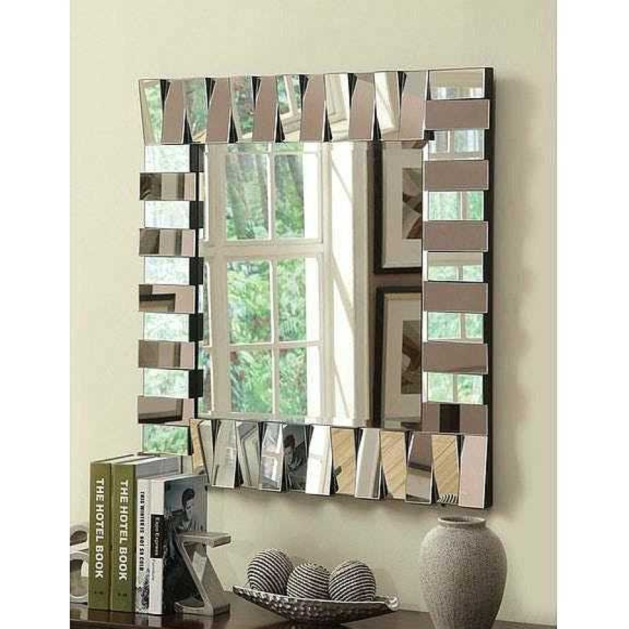 Decor Casa Muebles | Tanwen Square Wall Mirror With Layered Panel Silver