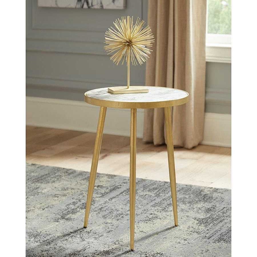 Salas Casa Muebles | Acheson Round Accent Table White And Gold