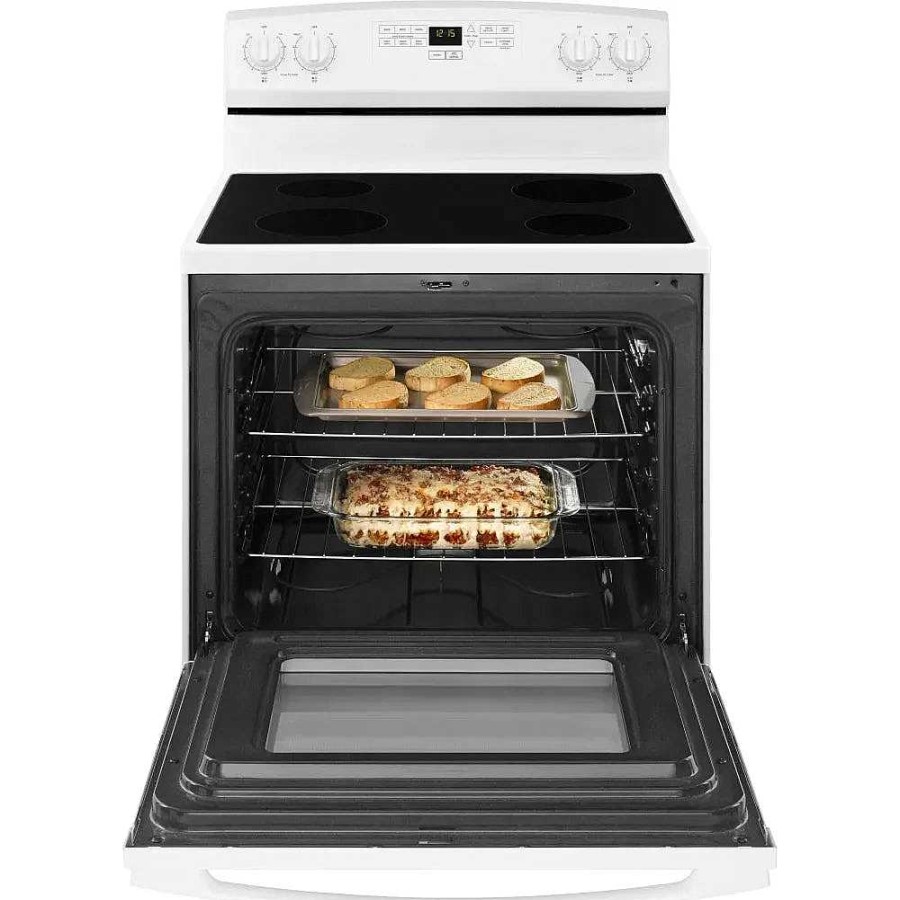 Enseres Casa Muebles | Amana 30 Inch Electric Range With 4 Radiant Heating Elements, 4.8 Cu. Ft. Capacity, Temp Assure Cooking System, Bake Assist Temps, Warm Hold, Oven Lockout, Extra-Large Window And Sabbath Mode: White