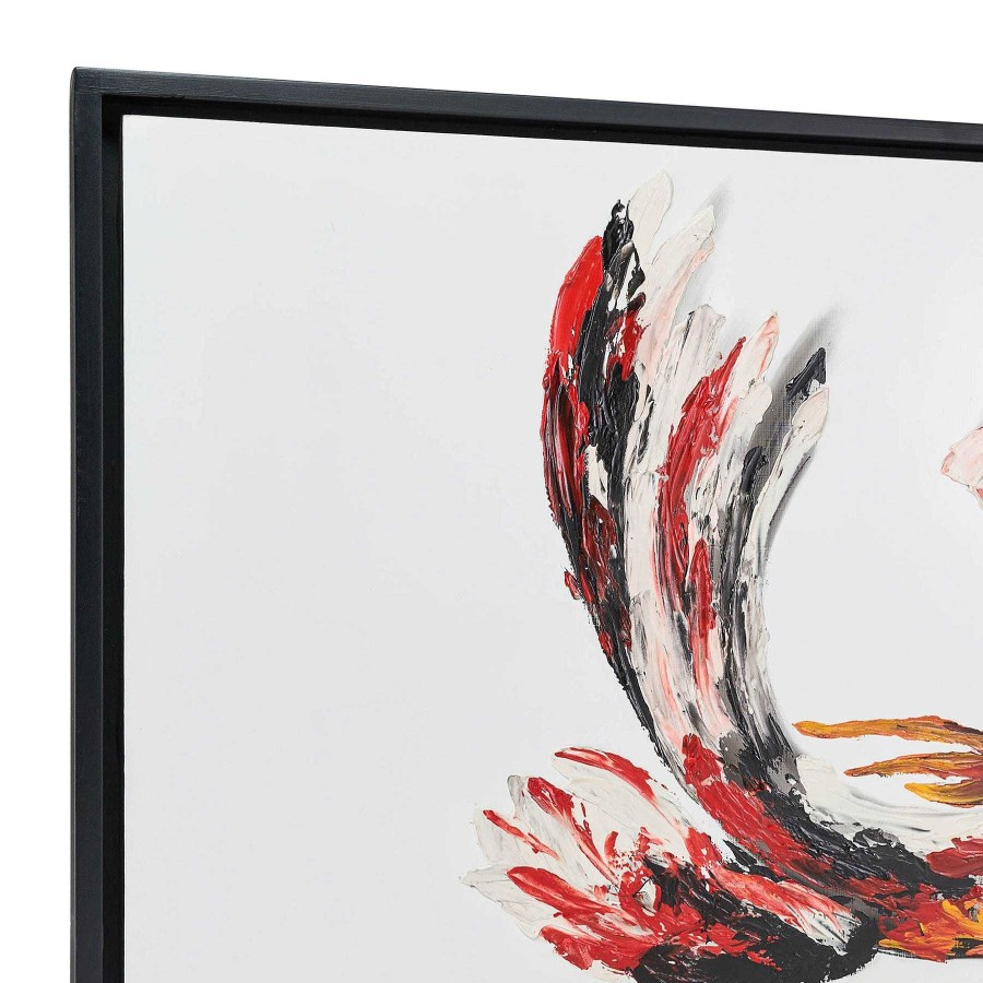 Decor Casa Muebles | 59X35, Hand Painted Koi Fish, Red/Blk