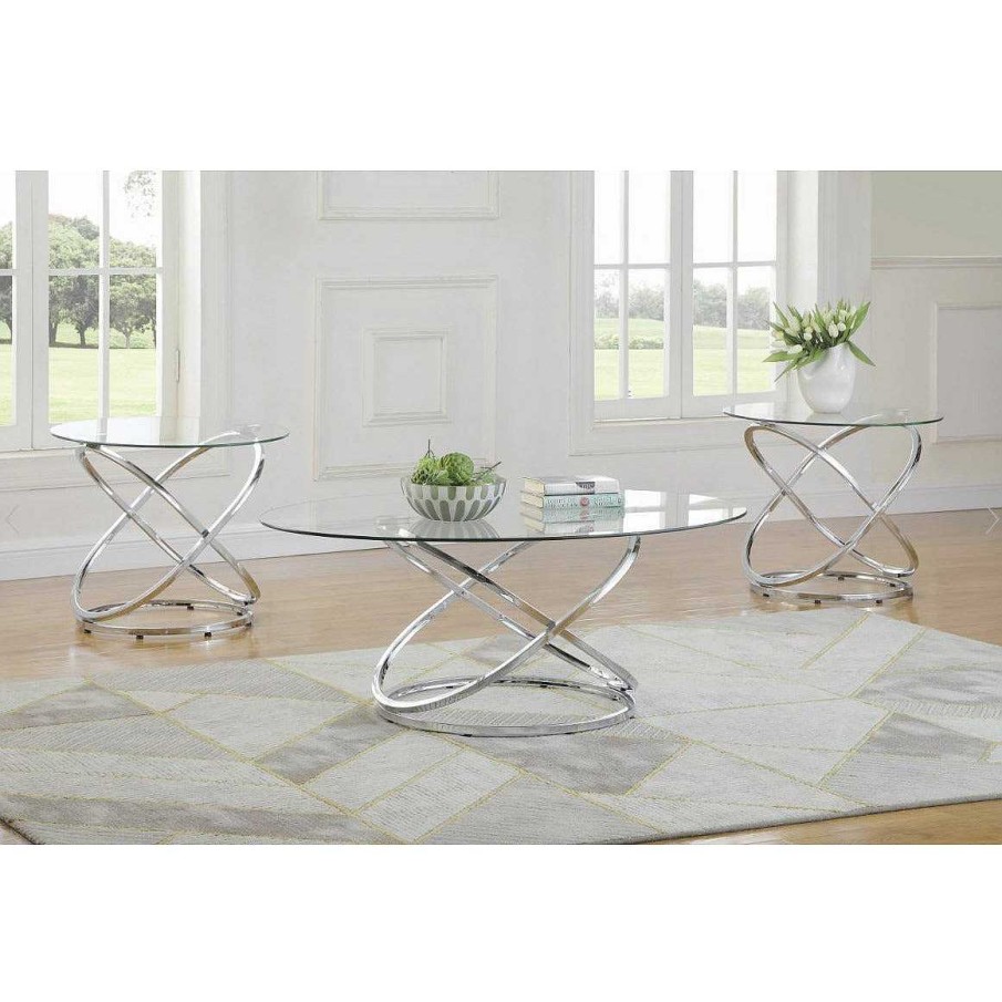 Salas Casa Muebles | 3-Piece Occasional Set Chrome And Clear