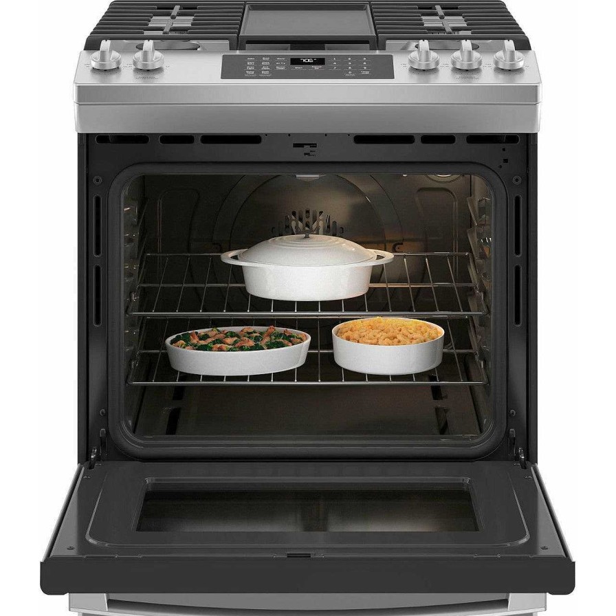 Enseres Casa Muebles | Ge® 30" Slide-In Front-Control Convection Gas Range With No Preheat Air Fry