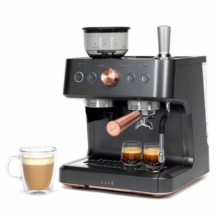 Enseres Casa Muebles | Caf Bellissimo Semi Automatic Espresso Machine + Frother / Matte Black