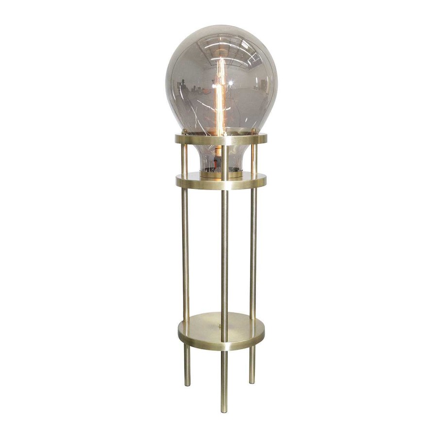 Decor Casa Muebles | Metal / Glass 40" Bulb Floor Lamp, Black/Gold-Kd