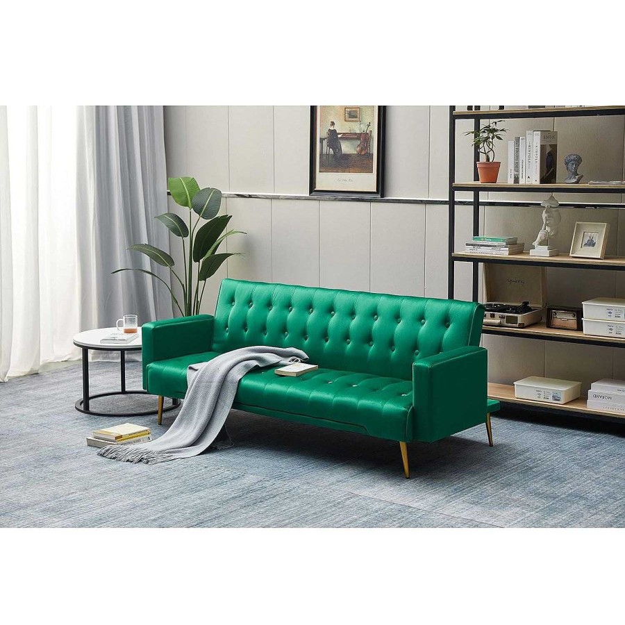 Salas Casa Muebles | Purelife Modern Convertible Futon Sleeper With Mattress, Sturdy Metal Frame & Legs, Foldable Backrest Sofabed, Dark Green