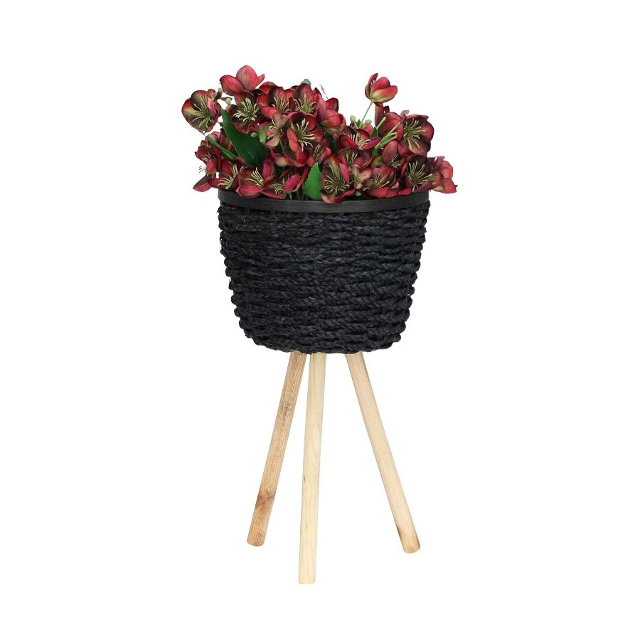 Decor Casa Muebles | Woven, Set De 2 20/23"H Planters W/ Legs, Black Kd