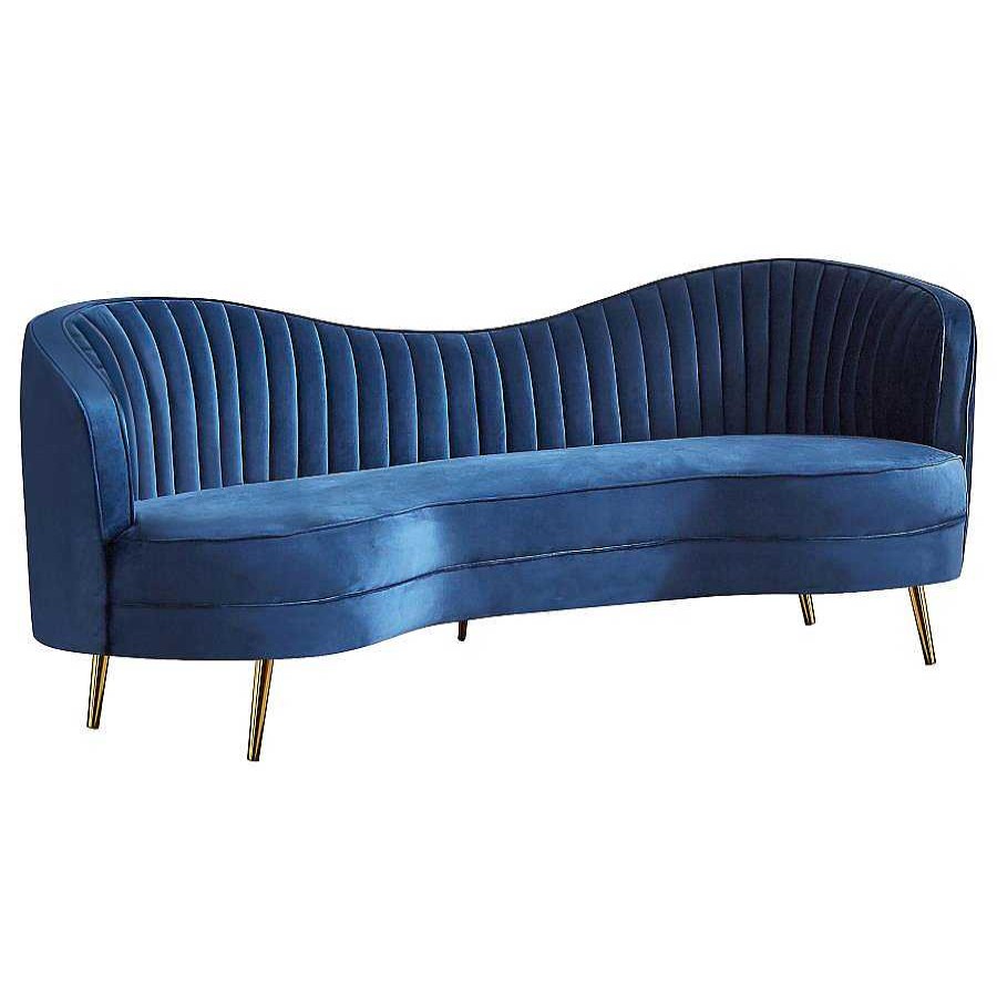 Salas Casa Muebles | Sophia Upholstered Camel Back Sofa Solo Blue