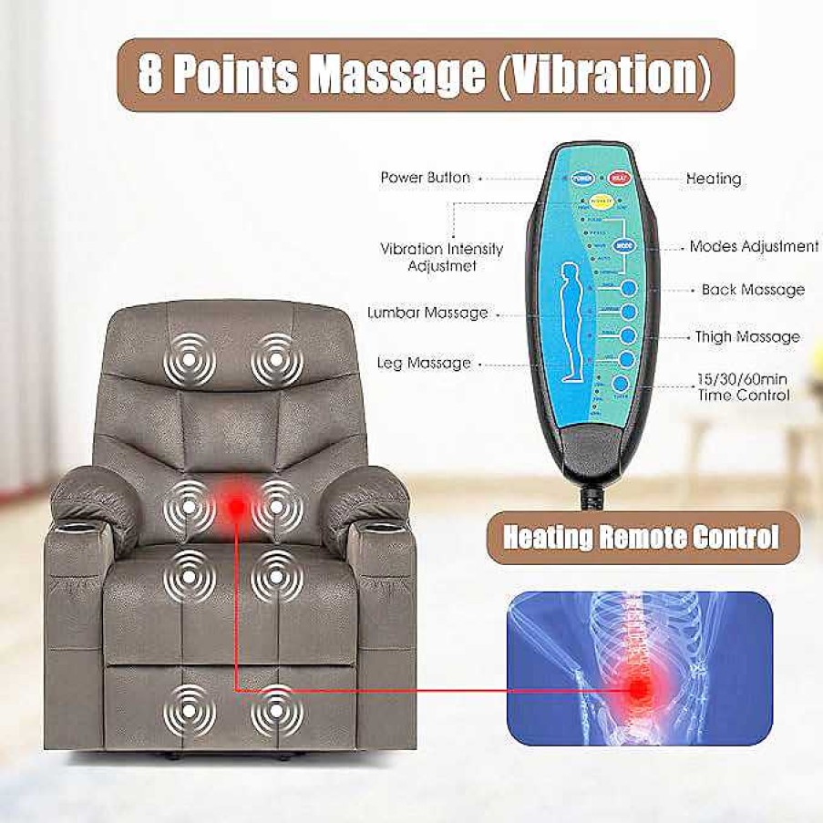 Salas Casa Muebles | Purelife Power Lift Chair, Lift Recliner For Elderly, Fabric Massage Recliner Chair Usb Charge Port For Living Room Dark Brown