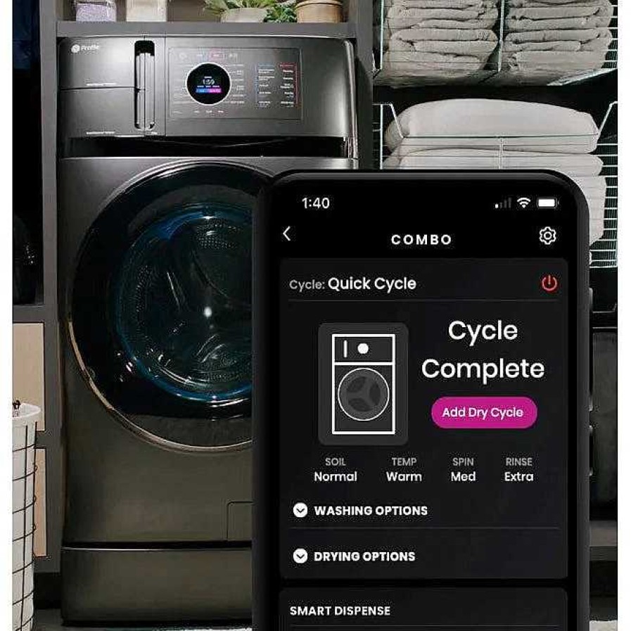 Enseres Casa Muebles | Ge Profile 4.8 Cu. Ft. Capacity Ultrafast Combo With Ventless Heat Pump Technology Washer/Dryer