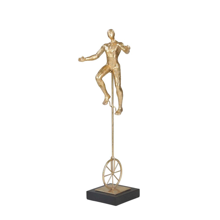 Decor Casa Muebles | Resin 20" Unicycle Acrobat, Gold