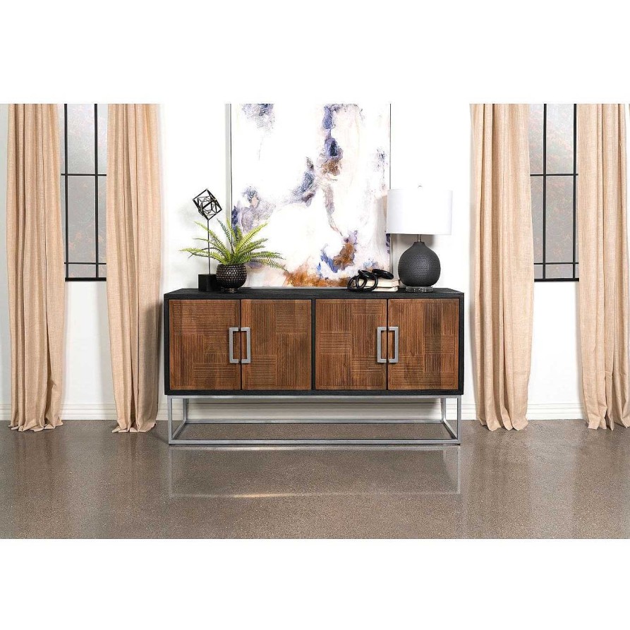 Salas Casa Muebles | Borman 4-Door Wooden Accent Cabinet Walnut And Black