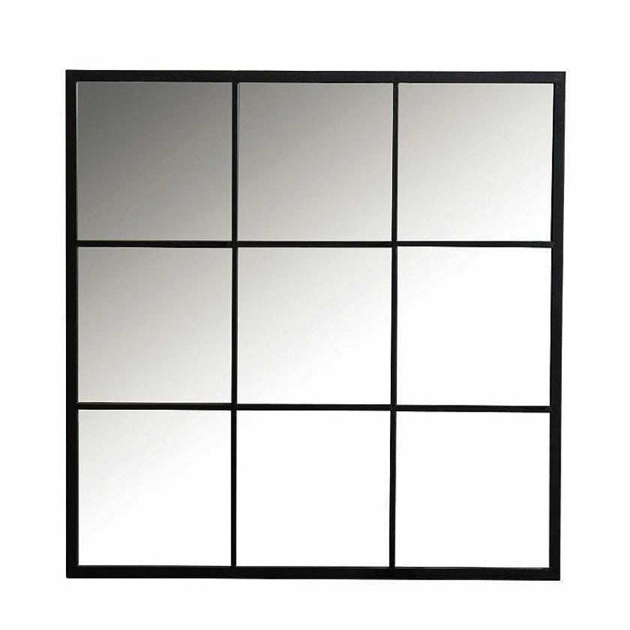 Decor Casa Muebles | Square Window Pane Wall Mirror Black