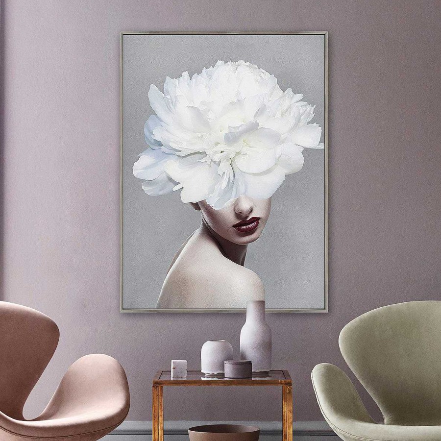 Decor Casa Muebles | 24X32 Flower Lady Framed Canvas, White