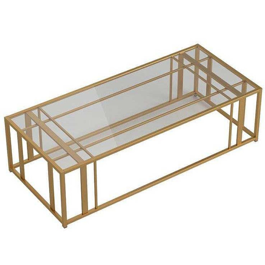 Salas Casa Muebles | Adri Metal Frame Coffee Table Matte Brass