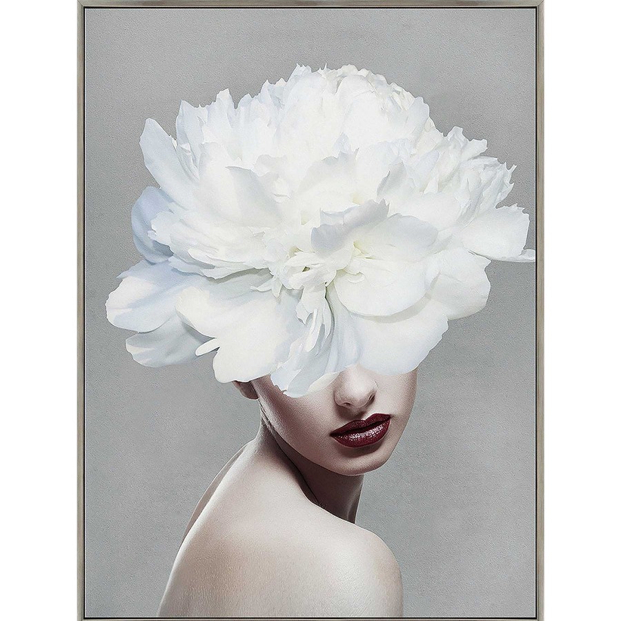 Decor Casa Muebles | 24X32 Flower Lady Framed Canvas, White