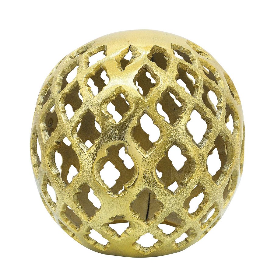 Decor Casa Muebles | Metal, 8" Cut-Out Orb, Gold