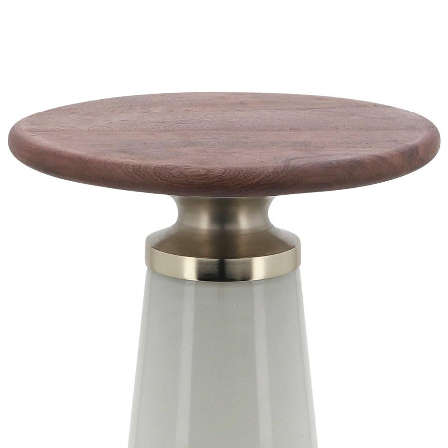 Salas Casa Muebles | Wooden Top, 21"H Nebular Side Table, Cream