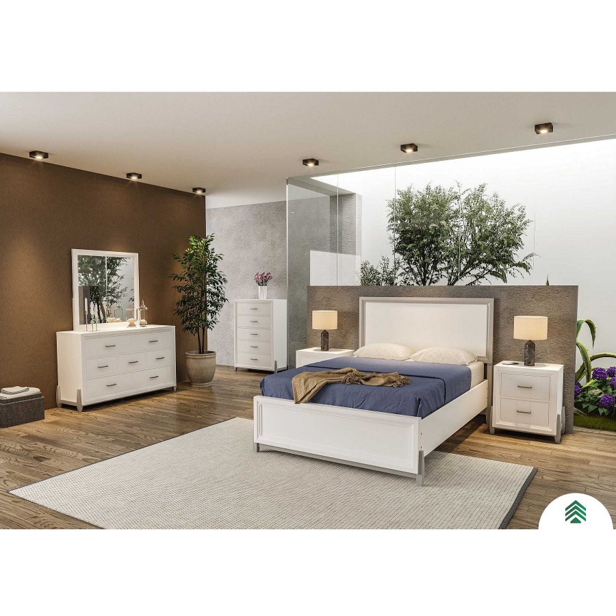 Habitaci N Casa Muebles | Bedroom - Taylor White-Gray Collection Queen