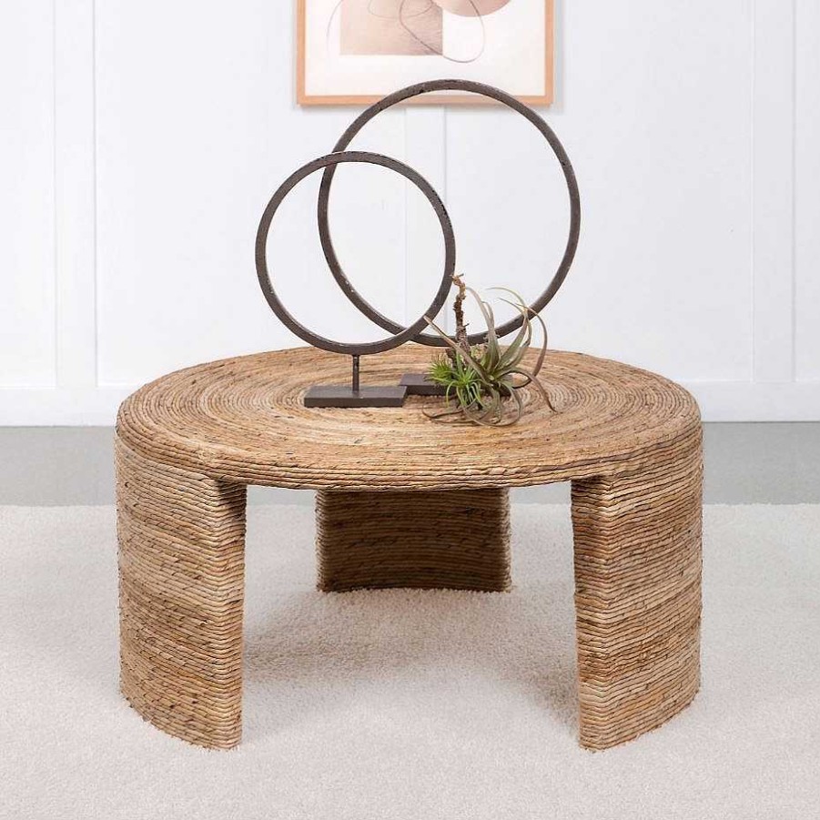 Salas Casa Muebles | Artina Woven Rattan Round Coffee Table Natural Brown