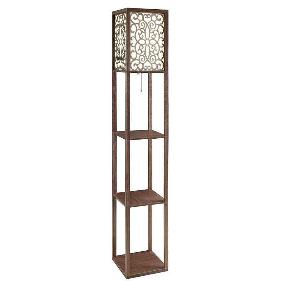 Decor Casa Muebles | Macchino Square Floor Lamp With 3 Shelves Cappuccino