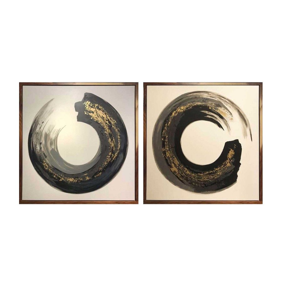 Decor Casa Muebles | 95X47,S/2 Hand Painted Letter O Frames, Blk/Gold